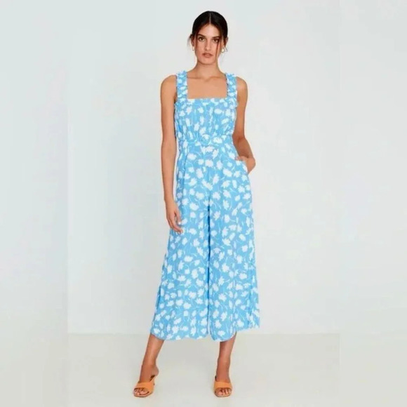 Faithfull the Brand Dolores Jumpsuit In Leyla  Floral Blue Print Size 4/Small - Picture 1 of 12